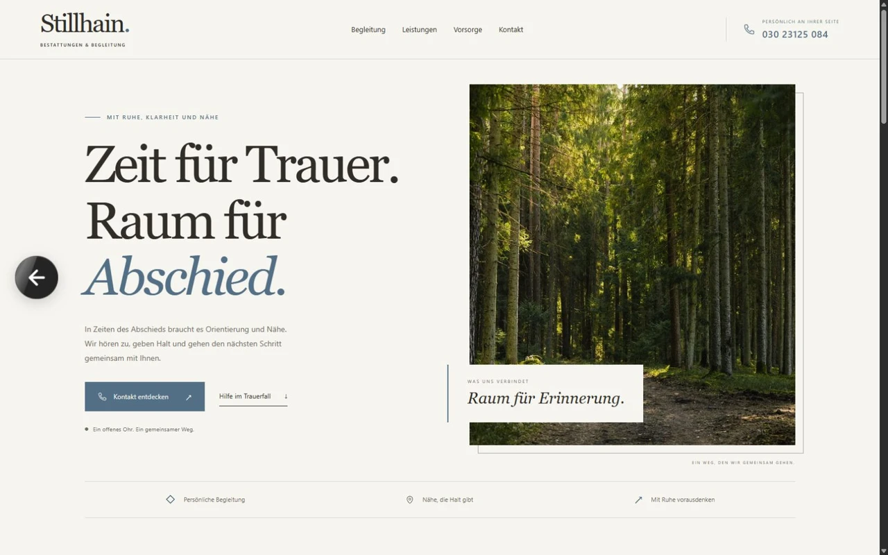 Stillhain website design — desktop preview